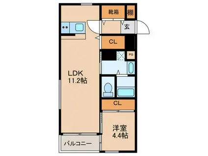 MARS CORT(1LDK/1階)の間取り写真