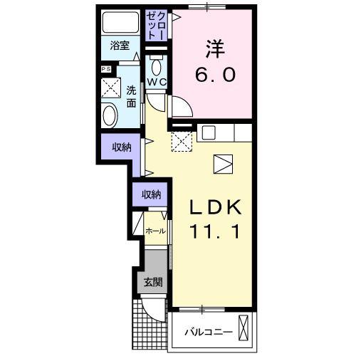 サンフル ブローテ(1LDK/1階)の間取り写真