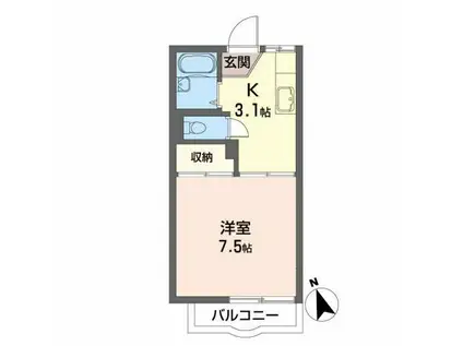 ハイムあけぼの(1K/2階)の間取り写真