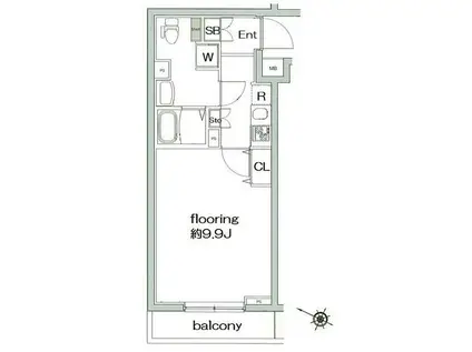 グランヴァン西馬込III(1K/4階)の間取り写真