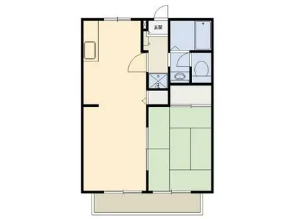 プレミールA棟(1LDK/2階)の間取り写真