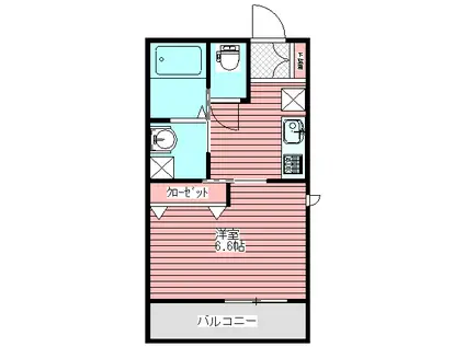 ヴァンベール緑が丘(1K/2階)の間取り写真