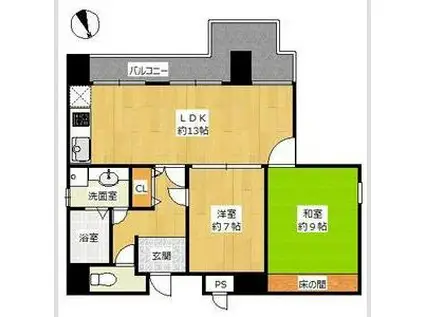 レクシア九条(2LDK/8階)の間取り写真