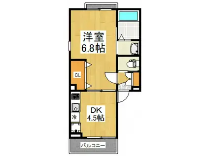 パウロニア(1DK/3階)の間取り写真