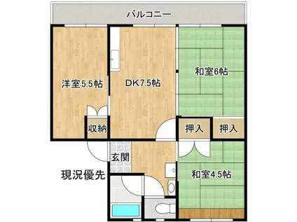松本ビル(3DK/2階)の間取り写真