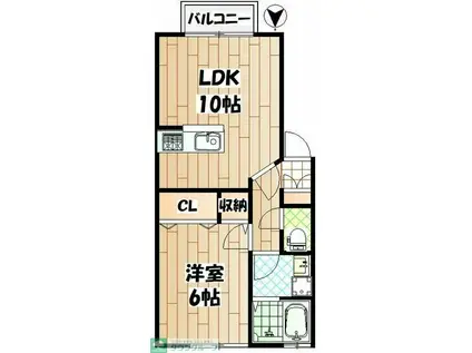 エスタシオン(1LDK/2階)の間取り写真