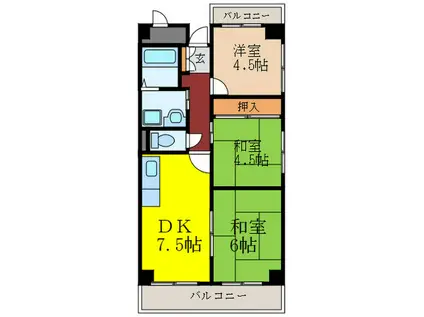 レクシア布施(3DK/5階)の間取り写真