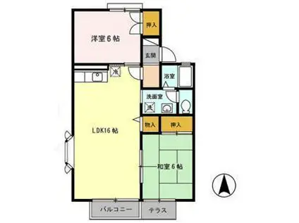 グリーンパラシオンIII(2LDK/1階)の間取り写真