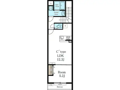 ライジングサン(1LDK/2階)の間取り写真