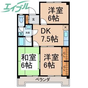 ハイツサイキ(3DK/3階)の間取り写真