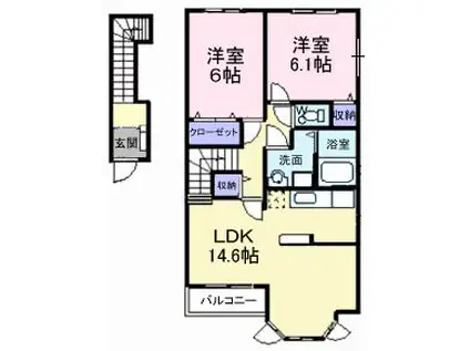 アルカンシェルII(2LDK/2階)の間取り写真