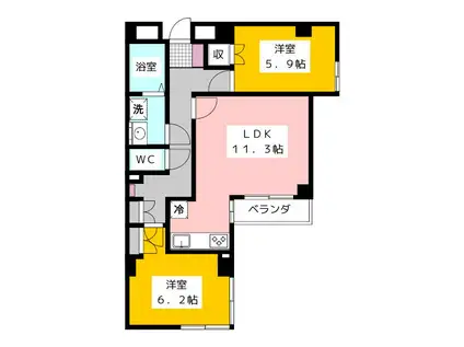 フレール上井草(2LDK/4階)の間取り写真