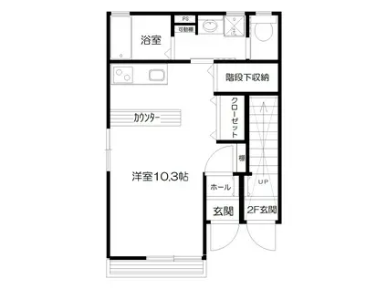 パームスプリングス(ワンルーム/1階)の間取り写真