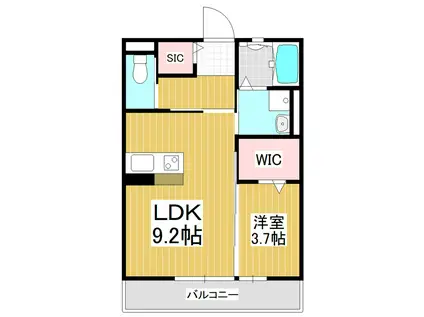 ウィズハイムのみぞ(1LDK/2階)の間取り写真