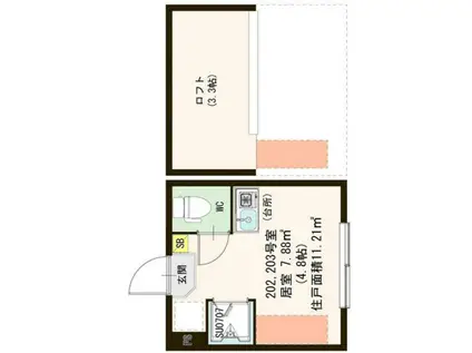 SUN LOTUS 荻窪(ワンルーム/2階)の間取り写真