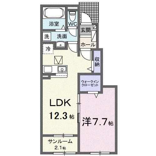 シルエーラ セットB(1LDK/1階)の間取り写真