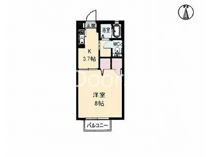 シャーメゾンスイート(1K/2階)の間取り写真