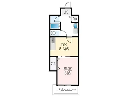 ハピネス2番館(1DK/1階)の間取り写真