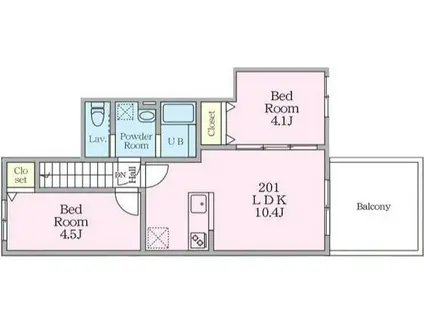 ミハス中野II(2LDK/2階)の間取り写真