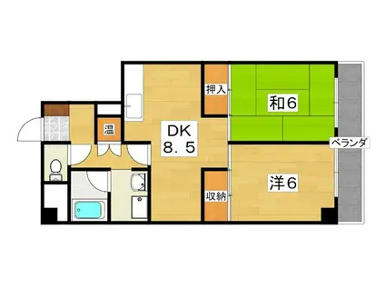 龍宝マンション(2DK/3階)の間取り写真