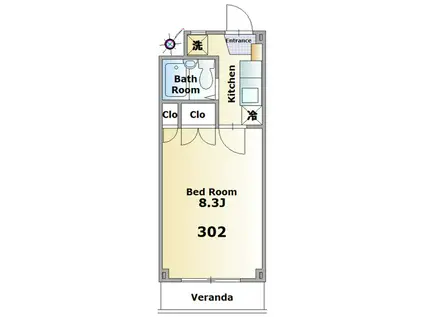 パインクレスト松波(1K/3階)の間取り写真