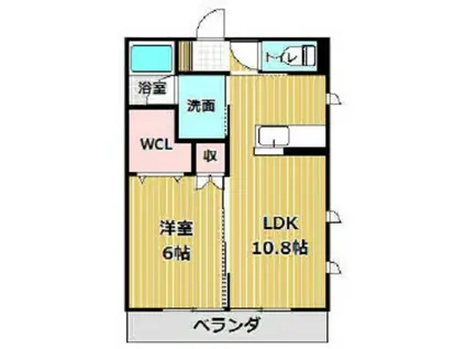 ベルクレスト(1LDK/2階)の間取り写真