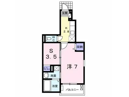アンブラッセI(1SK/1階)の間取り写真