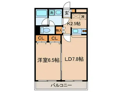 パークヒル(1LDK/2階)の間取り写真