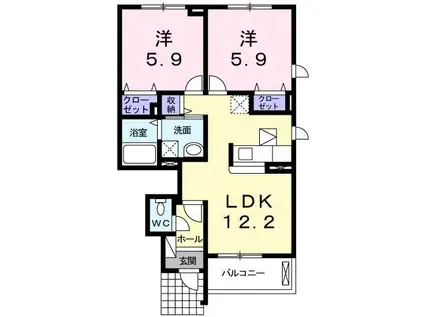 フルール祇園II(2LDK/1階)の間取り写真