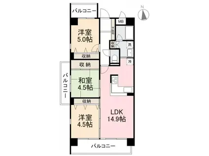 STAGE ONE(3LDK/4階)の間取り写真