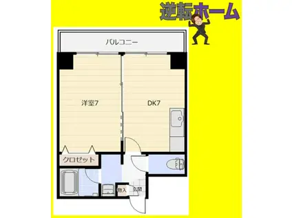 ハイフィールド88(1DK/5階)の間取り写真