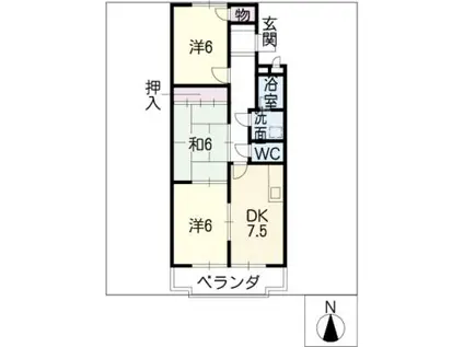 ロイヤル新明A棟(3DK/2階)の間取り写真