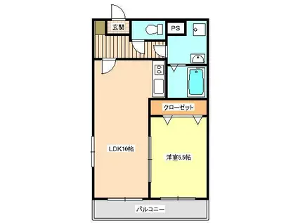 セントラルマンション(1LDK/1階)の間取り写真