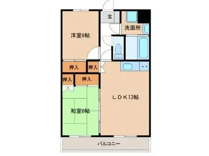 サンライズ吉村(2LDK/2階)の間取り写真