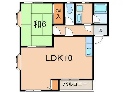 グリーンコーポ(1LDK/2階)の間取り写真
