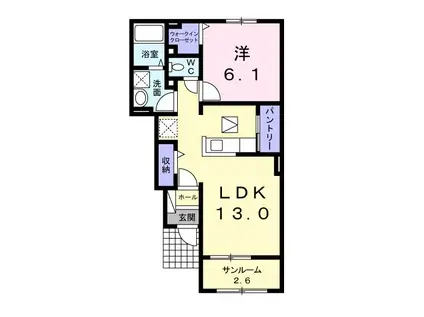 ブリーズII・B(1LDK/1階)の間取り写真