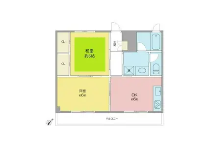 砂子乃郷(2DK/2階)の間取り写真