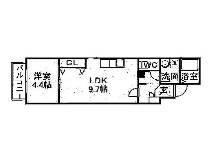 LECIEL中村日赤(1LDK/1階)の間取り写真