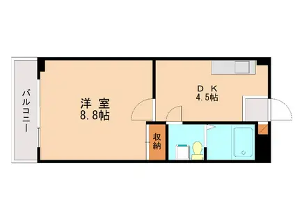 アバンセ福岡第一ハイツ(1DK/5階)の間取り写真