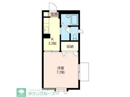 フレグランス湘南(1K/1階)の間取り写真