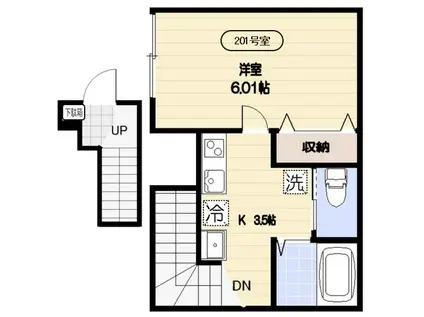 カスケード(1K/2階)の間取り写真