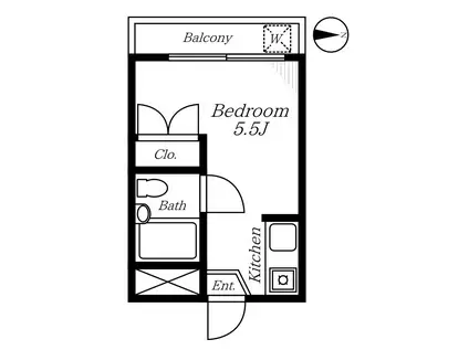 麻布フラット(ワンルーム/4階)の間取り写真