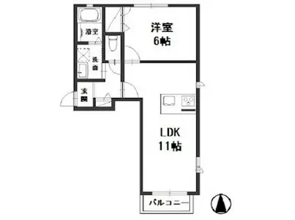ソラーナ上富井(1LDK/2階)の間取り写真