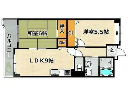 エスポワールダイエイ(2LDK/2階)の間取り写真