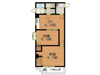 エアリー西日暮里(2DK/4階)の間取り写真