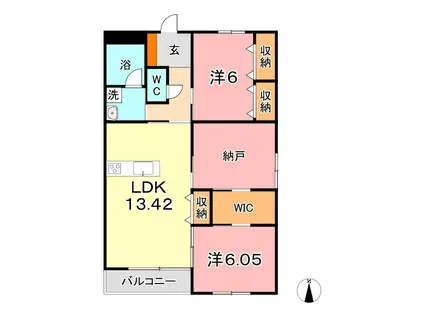 ALMA倉敷(2SLDK/1階)の間取り写真