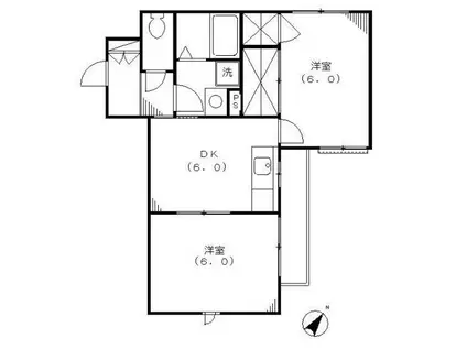 CASA新川崎(2DK/3階)の間取り写真