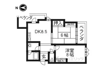 ハウスローゼンガーデン(2LDK/2階)の間取り写真