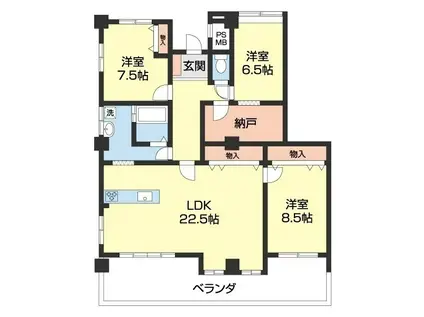 カサ・デ・ポルト(3LDK/2階)の間取り写真