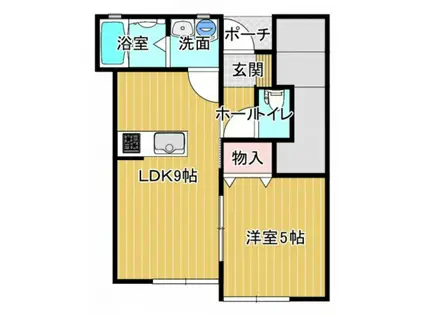 シェルメール庭瀬(1LDK/2階)の間取り写真